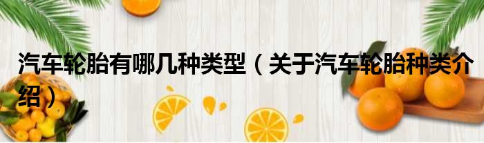 汽车轮胎有哪几种类型（关于汽车轮胎种类介绍）
