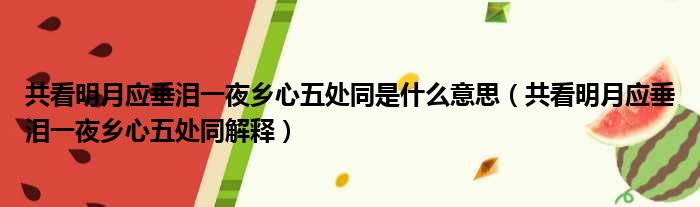 共看明月应垂泪一夜乡心五处同是什么意思（共看明月应垂泪一夜乡心五处同解释）
