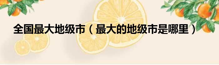 全国最大地级市（最大的地级市是哪里）