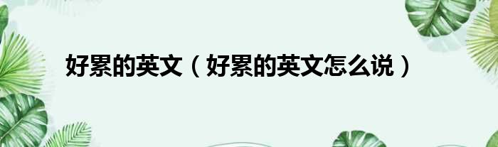好累的英文（好累的英文怎么说）