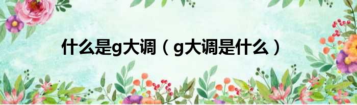 什么是g大调（g大调是什么）