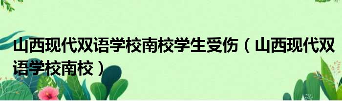 山西现代双语学校南校学生受伤（山西现代双语学校南校）