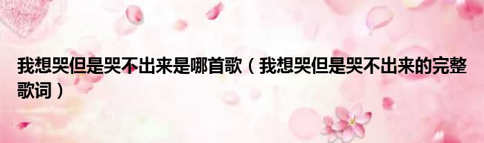 我想哭但是哭不出来是哪首歌（我想哭但是哭不出来的完整歌词）