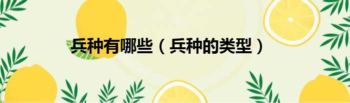 兵种有哪些（兵种的类型）