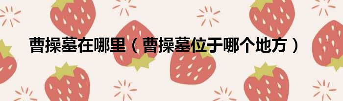 曹操墓在哪里（曹操墓位于哪个地方）