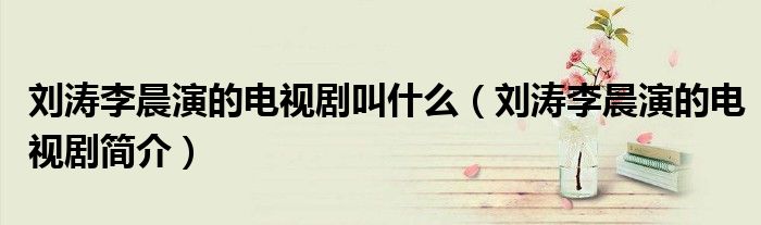 刘涛李晨演的电视剧叫什么（刘涛李晨演的电视剧简介）