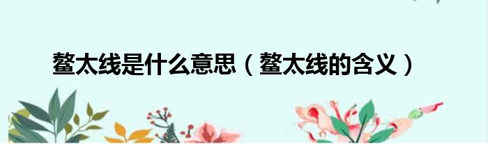 鳌太线是什么意思（鳌太线的含义）