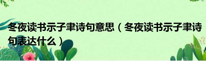 冬夜读书示子聿诗句意思（冬夜读书示子聿诗句表达什么）