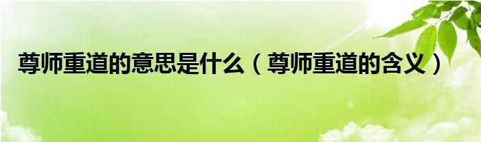 尊师重道的意思是什么（尊师重道的含义）