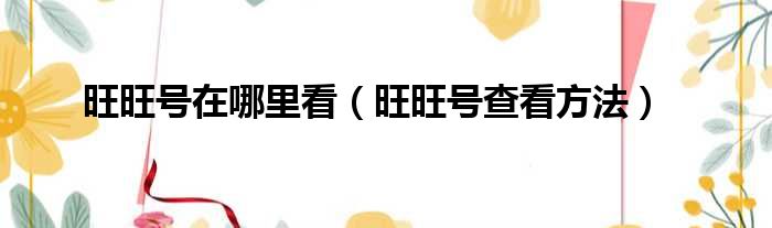 旺旺号在哪里看（旺旺号查看方法）