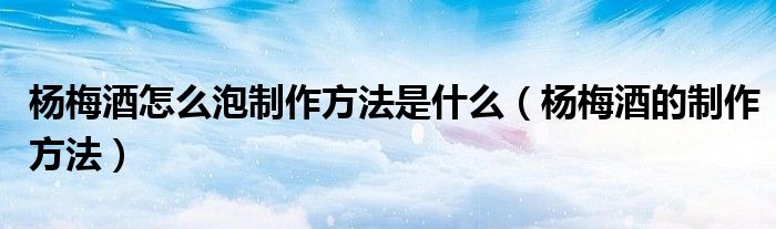 杨梅酒怎么泡制作方法是什么（杨梅酒的制作方法）