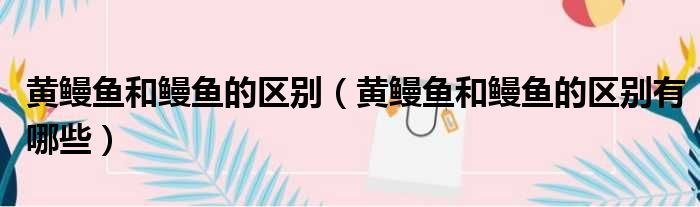 黄鳗鱼和鳗鱼的区别（黄鳗鱼和鳗鱼的区别有哪些）