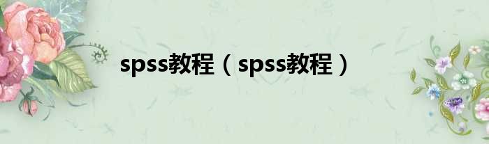 spss教程（spss教程）