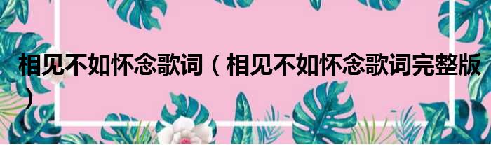 相见不如怀念歌词（相见不如怀念歌词完整版）