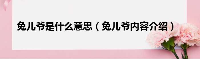 兔儿爷是什么意思（兔儿爷内容介绍）
