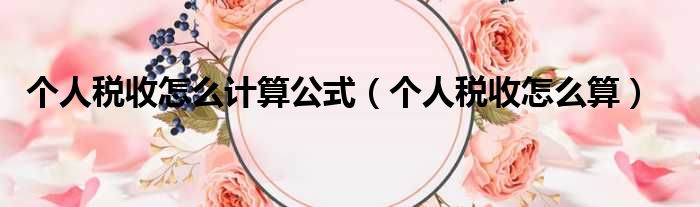 个人税收怎么计算公式（个人税收怎么算）