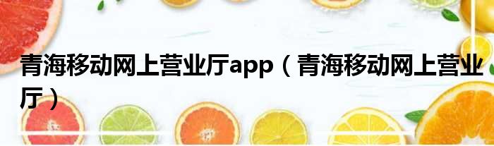 青海移动网上营业厅app（青海移动网上营业厅）