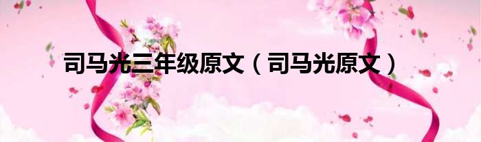 司马光三年级原文（司马光原文）