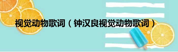 视觉动物歌词（钟汉良视觉动物歌词）
