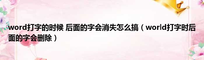 word打字的时候 后面的字会消失怎么搞（world打字时后面的字会删除）