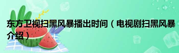 东方卫视扫黑风暴播出时间（电视剧扫黑风暴介绍）