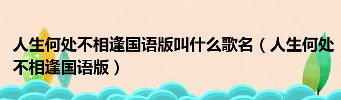 人生何处不相逢国语版叫什么歌名（人生何处不相逢国语版）