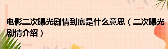 电影二次曝光剧情到底是什么意思（二次曝光剧情介绍）