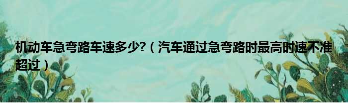 机动车急弯路车速多少?（汽车通过急弯路时最高时速不准超过）
