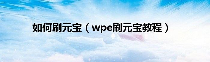 如何刷元宝（wpe刷元宝教程）