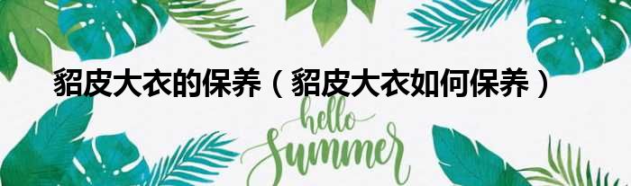 貂皮大衣的保养（貂皮大衣如何保养）