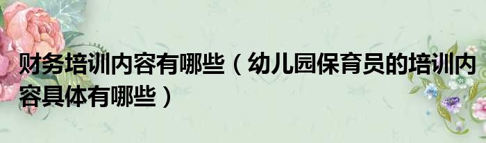 财务培训内容有哪些（幼儿园保育员的培训内容具体有哪些）