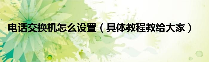 电话交换机怎么设置（具体教程教给大家）