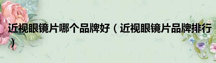 近视眼镜片哪个品牌好（近视眼镜片品牌排行）
