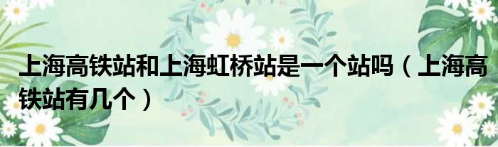 上海高铁站和上海虹桥站是一个站吗（上海高铁站有几个）