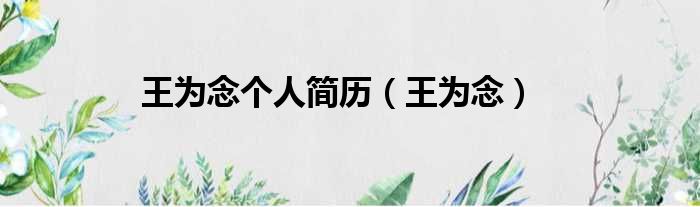 王为念个人简历（王为念）
