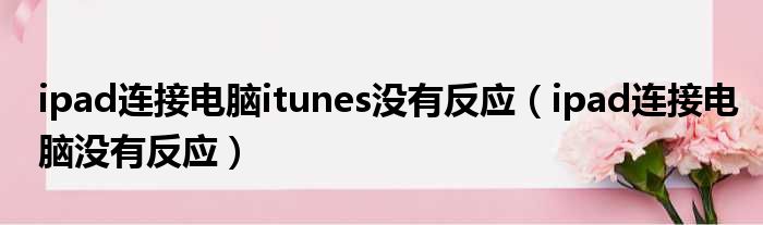 ipad连接电脑itunes没有反应（ipad连接电脑没有反应）
