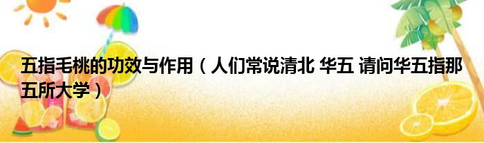 五指毛桃的功效与作用（人们常说清北 华五 请问华五指那五所大学）