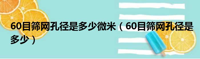 60目筛网孔径是多少微米（60目筛网孔径是多少）