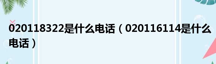 020118322是什么电话（020116114是什么电话）