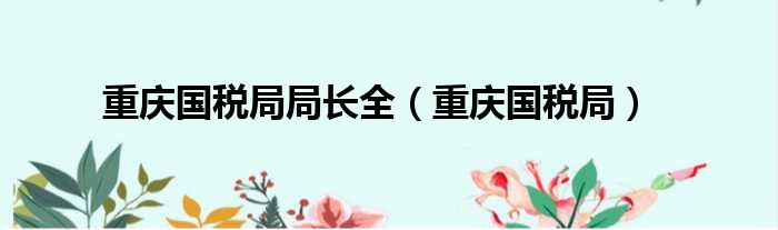 重庆国税局局长全（重庆国税局）