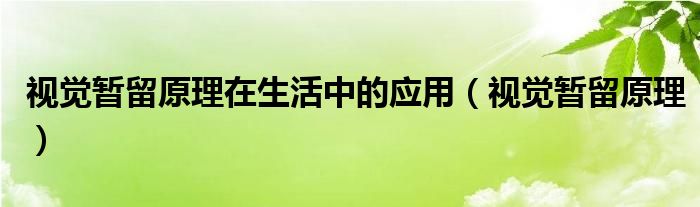 视觉暂留原理在生活中的应用（视觉暂留原理）