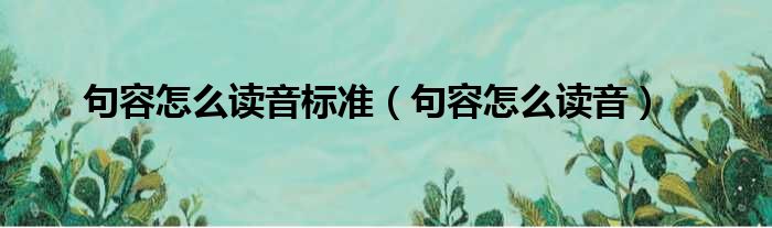 句容怎么读音标准（句容怎么读音）