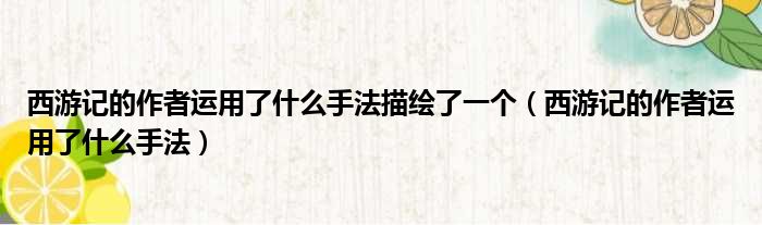 西游记的作者运用了什么手法描绘了一个（西游记的作者运用了什么手法）