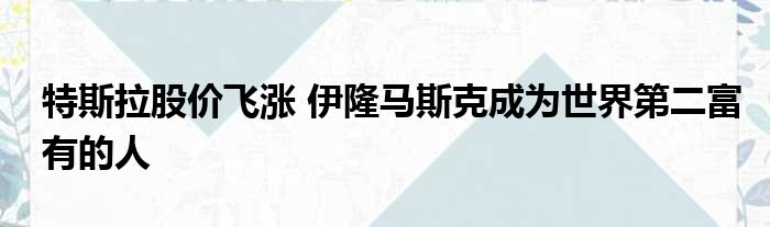 特斯拉股价飞涨 伊隆马斯克成为世界第二富有的人