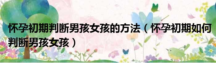 怀孕初期判断男孩女孩的方法（怀孕初期如何判断男孩女孩）