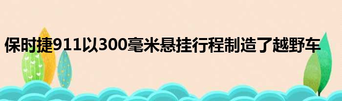 保时捷911以300毫米悬挂行程制造了越野车