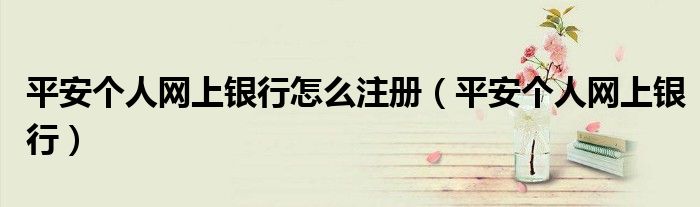 平安个人网上银行怎么注册（平安个人网上银行）