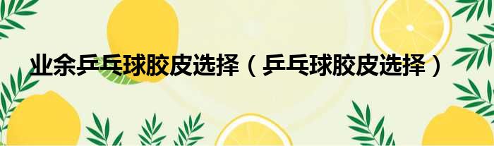 业余乒乓球胶皮选择（乒乓球胶皮选择）