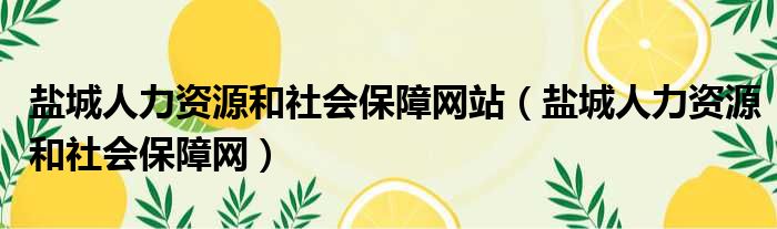 盐城人力资源和社会保障网站（盐城人力资源和社会保障网）