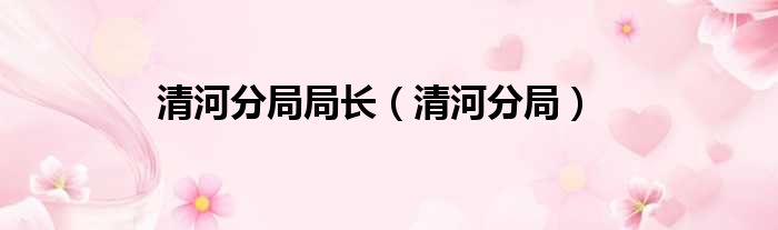 清河分局局长（清河分局）